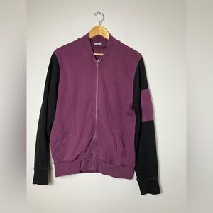 Outdoor Voices Full Zip Sweater Men’s M Eggplant/black 100% Cotton‎ Athletic